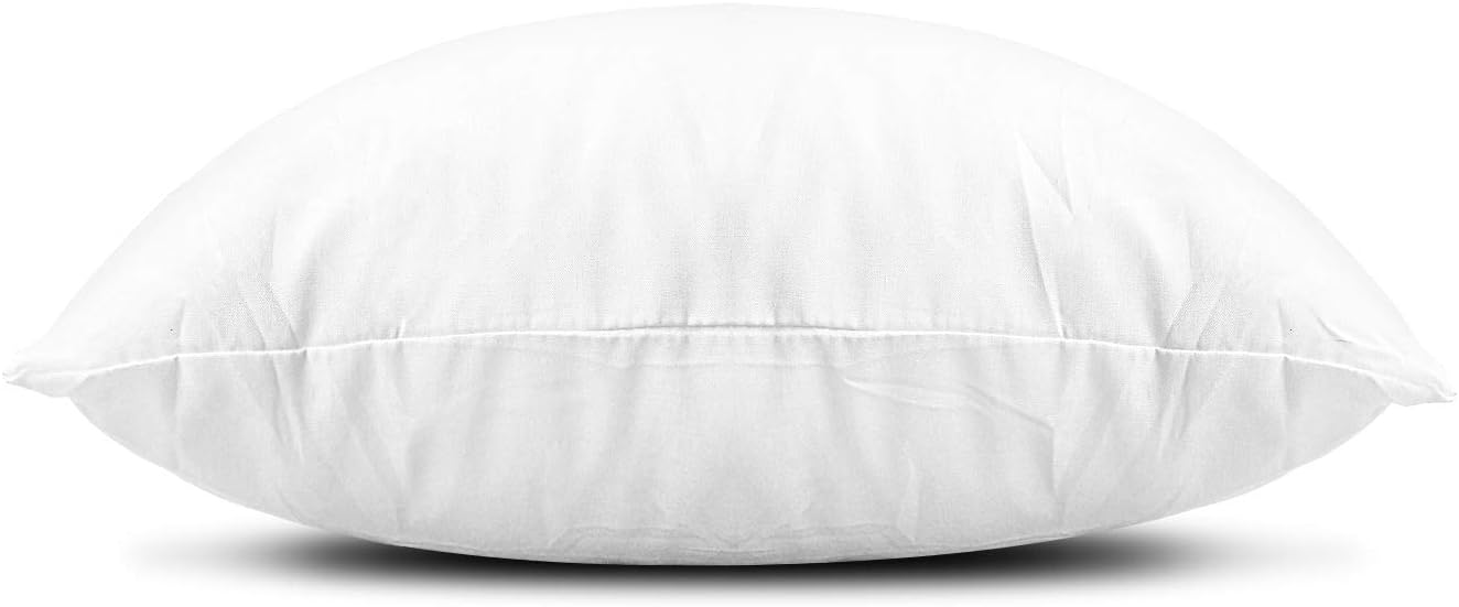 Throw Pillow Inserts, Set of 2 Lightweight Down Alternative Polyester Pillow, Couch Cushion, Sham Stuffer, Machine Washable. (White, 18x18)