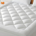 Mattress Topper 160 x 200 cm, White, Ultra Soft Mattress Topper with Deep Pockets, Machine Washable Mattress Protector, Suitable for Mattresses with a Thickness of up to 40 cm