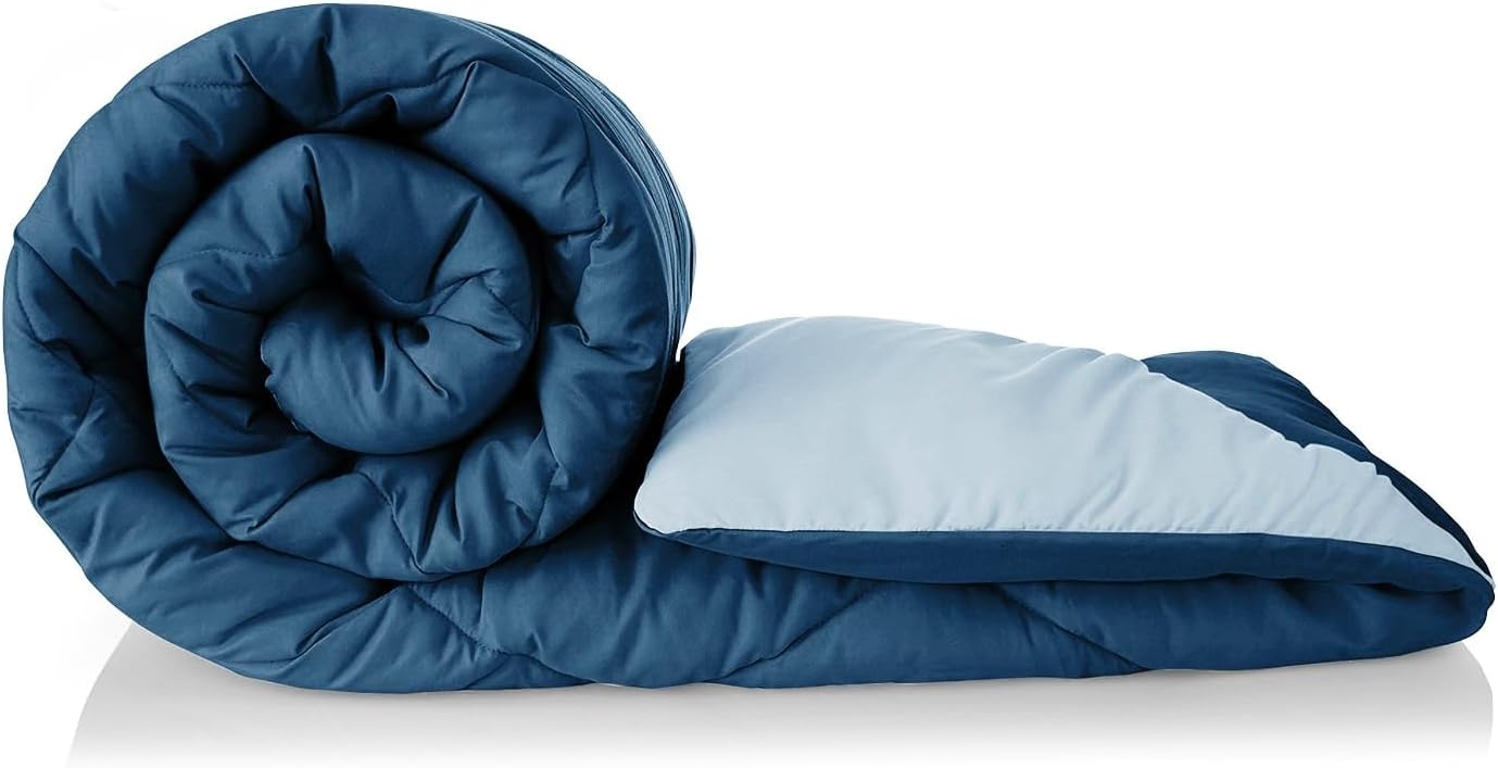Microfibre All Season/AC/Summer Solid Reversible Double Bed Comforter Blanket | Blanket | Dohar | Duvets - (220 GSM, Aqua and Blue)