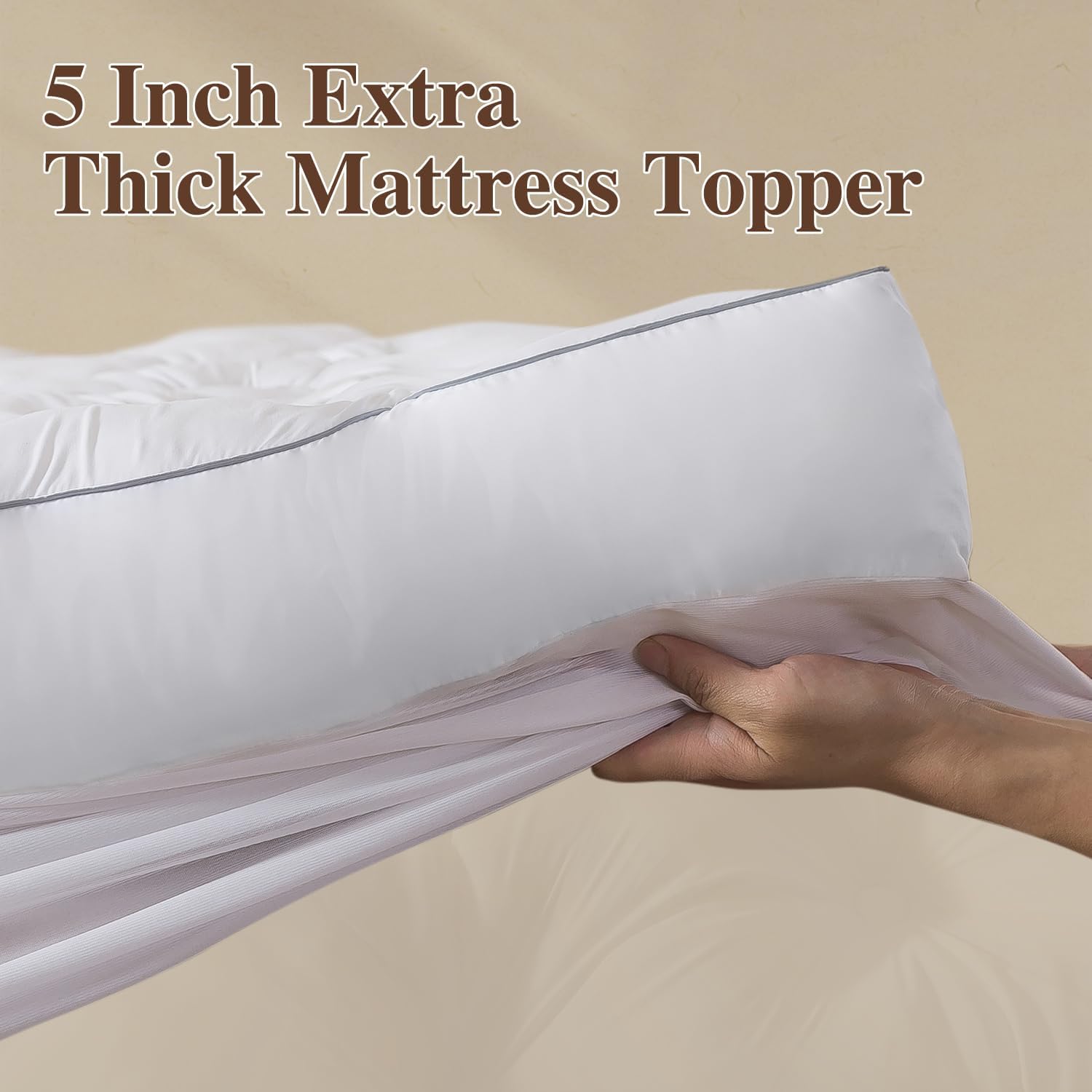 5 Inch Memory Foam Mattress Topper Queen Size, Supportive Fluffy Shredded Memory Foam Filled Pillow Top, Extra Soft Bed Topper with Deep Pocket, 60x80 in