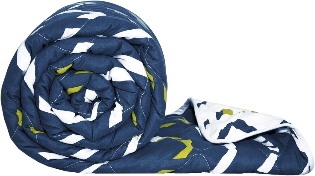 Microfibre Mild Winter 120 GSM Printed Reversible Single Bed Quilt Comforter Blanket - (Galaxy Blue and White)
