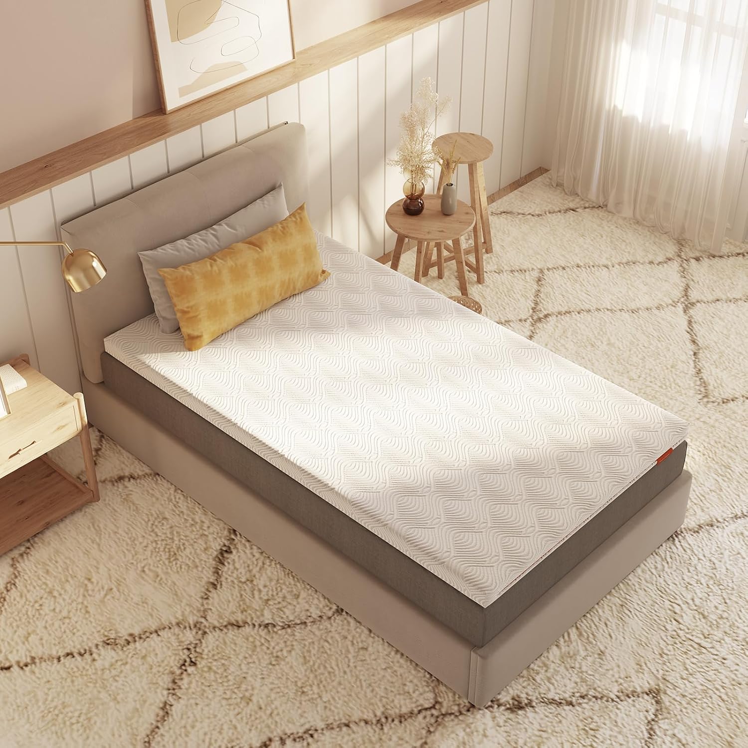 Mattress Topper 120 x 190 cm, Gel Foam Mattress Topper Mattress Cover 120x190, 10 cm Height Gel Memory Foam Topper, Hardness Level H2 & H3, White