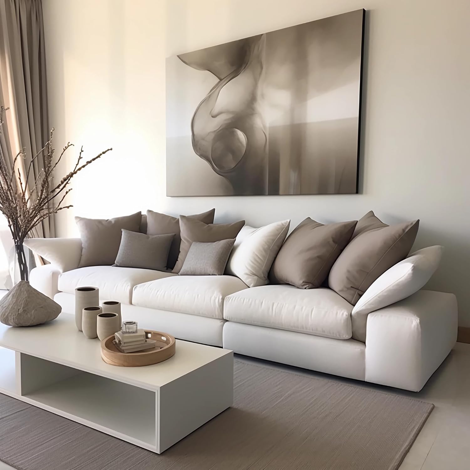 Pillows for Bed 65 x 65 cm, 2 Units, Hypoallergenic Cushion Filling, Anti-Dust Mite and Soft Square for Home with Breathable White Microfibre Outer Pillow Cover, Removable and Washable