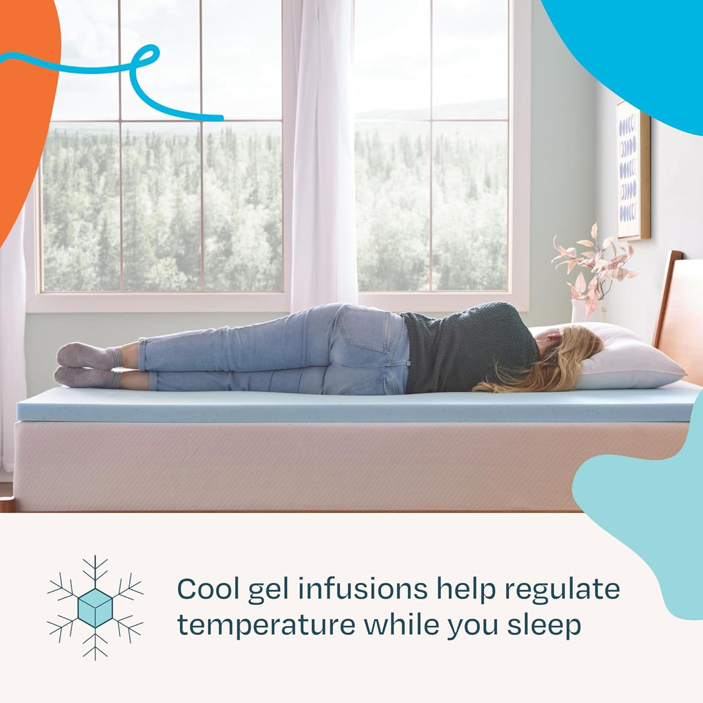 Gel Infused Memory Foam Mattress Topper – 2 Inch Mattress Topper – Cot – CertiPUR-US Certified