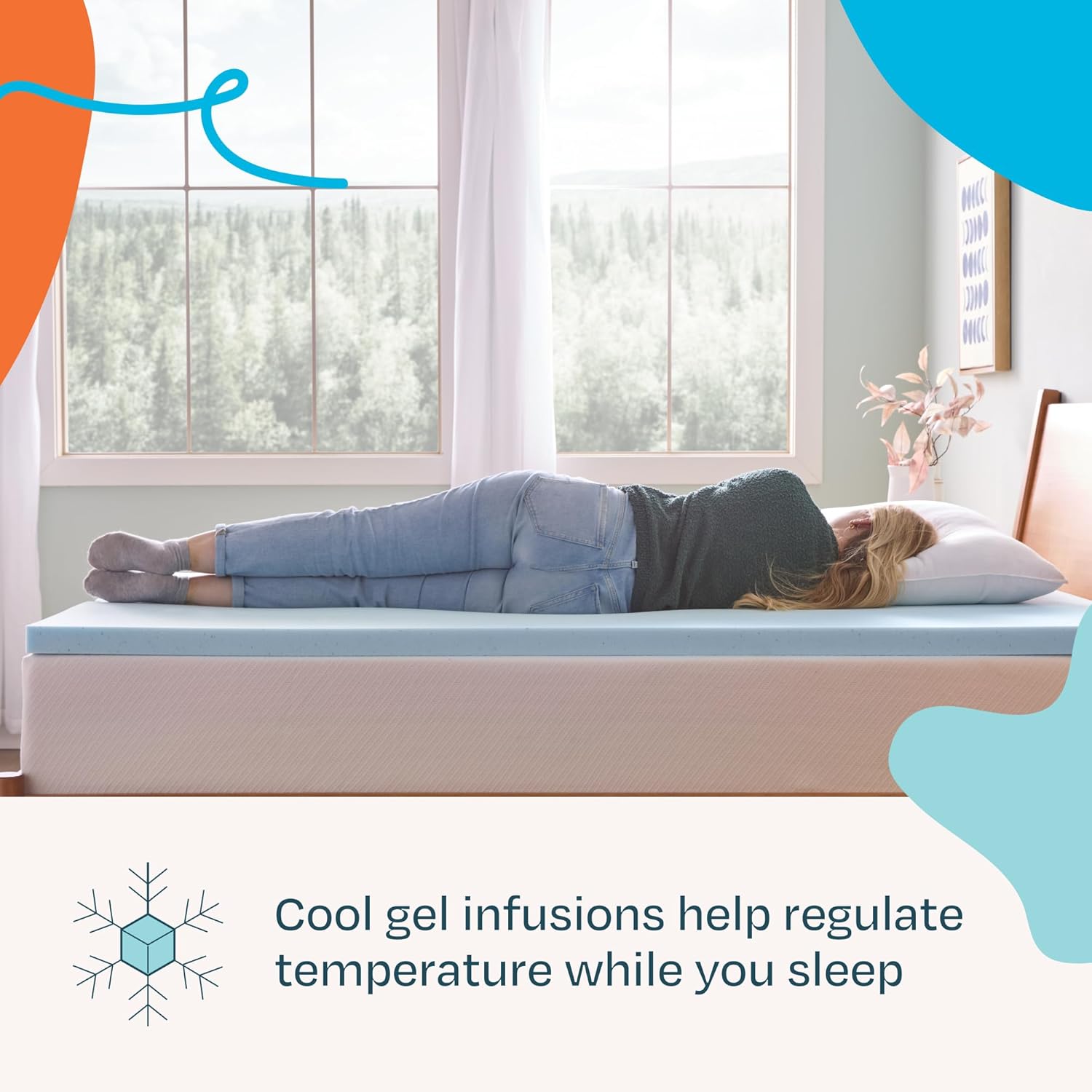 Gel Infused Memory Foam Mattress Topper – 2 Inch Mattress Topper – Cot – CertiPUR-US Certified