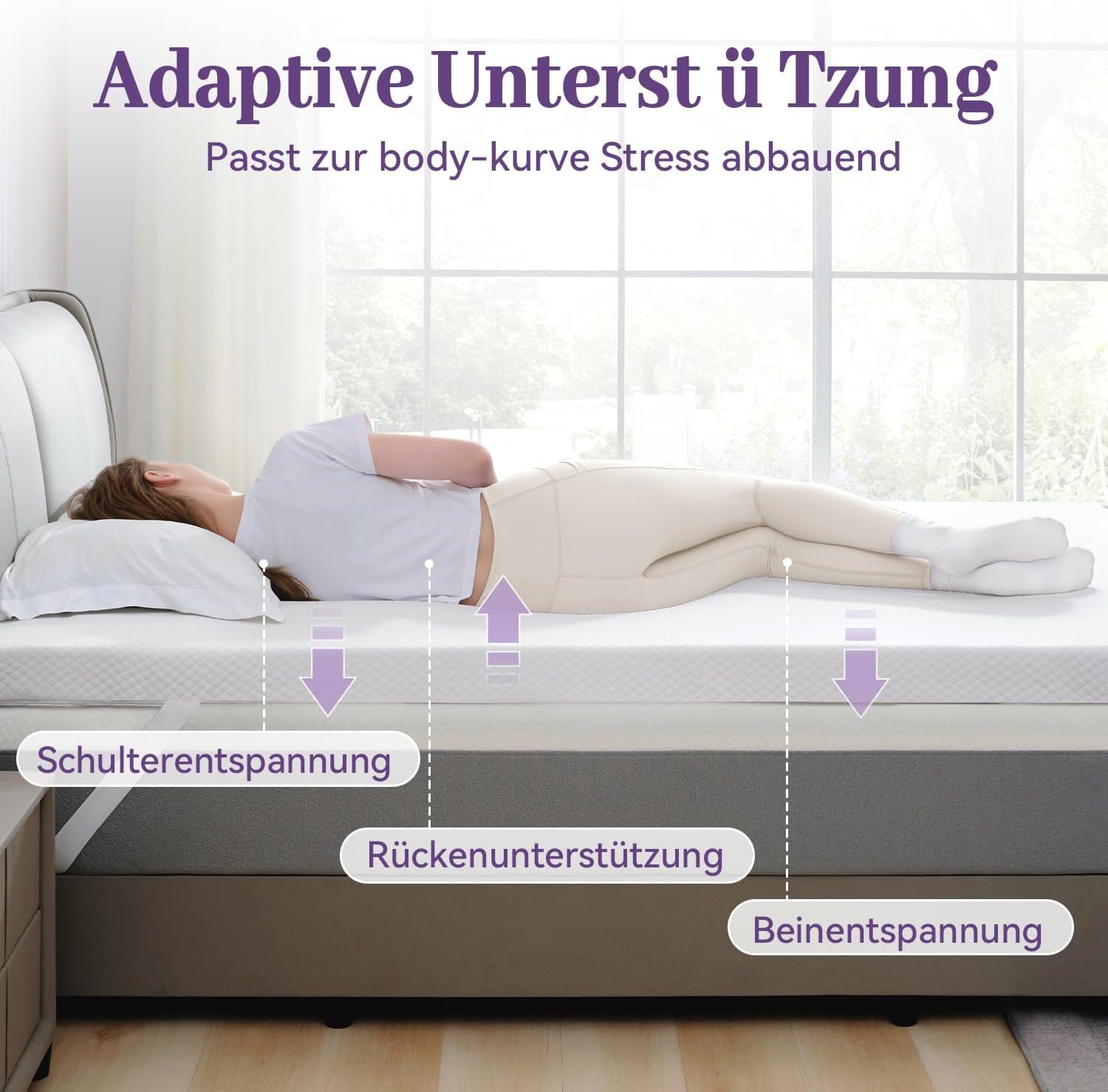 3 Inch Gel Memory Foam Mattress Topper Queen Size, Ventilated High Density Pad for Back Pain, Bed Topper with Removable Soft Cover, CertiPUR-US Certified