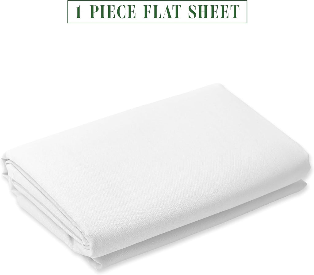 Luxury Flat Sheet Wrinkle-Free 1500 Premier Hotel Quality 1-Piece Flat Sheet, Queen Size, White