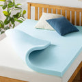 3 Inch Ventilated Memory Foam Mattress Topper, Cooling Gel Infusion, CertiPUR-US Certified, Queen Blue
