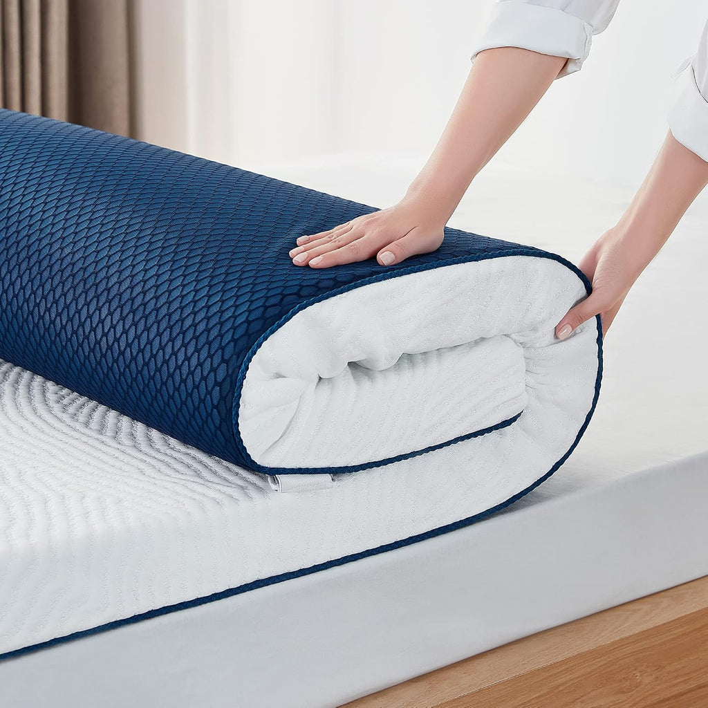 Mattress Topper Gel Topper 90 x 200 cm, 7.5 cm Height Topper Made of Gel Memory Foam, H2/H3 Hardness Gel Mattress Topper with Washable Tencel Cover