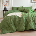 Queen Comforter Set, 7 Pieces Bed in a Bag Queen, Pintuck Bedding Sets with Comforter, Sheets, Pillowcases & Shams - Olive Green
