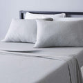 4 Piece Bed Sheets Set, 100% Cotton Jersey, Includes Super Soft, Flat and Fitted Sheets, Pillowcase, King, Light Gray, Solid